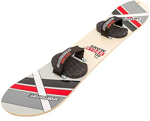 SportsStuff Snow Ryder Snowboard en Bois Dur avec Fixations Velcro 110 cm Planche à Neige Unisexe-Adulte, Rouge