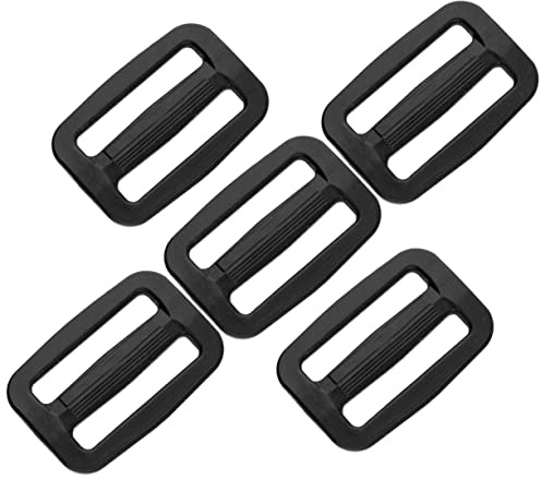 SolaDirect 3 Bar Tri Glide Sliders Buckles Fasteners for 30 mm / 1.18 in Webbing Strap, Backpack, Bag, Accessories, Black Delrin Plastic (Pack of 5)