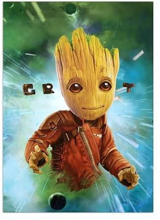 Displate Guardians of the Galaxy Metalposter Guardians of the Galaxy Poster Marvel Poster Marvel Posters Magnet-Montage - Marvel - Guardians Of The Galaxy Vol 2 - Baby Groot in Space Poster 67,5x48cm