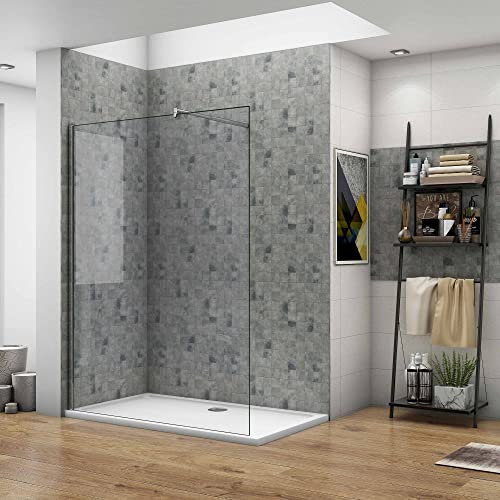 Mamparas de Ducha Pantalla Panel Fijo Perfil Cromado Cristal Antical 10mm Barra 70-120cm - 110x200cm