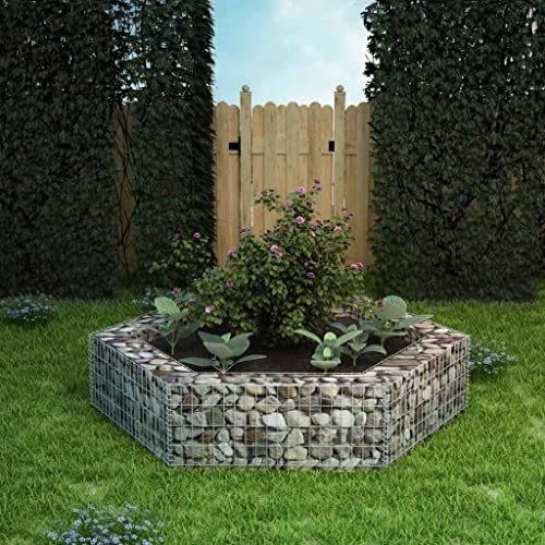 WIFESE 200×173×40 cm Sechseckiges Gabionen Hochbeet Gabionen Pflanzkorb Gabionenwand Steinkorb Gabione Gabionenkorb Gabionen Zaun Gabionensäule Steingabionen Gabionenkörbe Verzinkter Stahl
