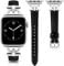 mxiixnai Leather Strap Compatible with Apple Watch Straps 44/45/49/46/42mm Women, Slim Thin Leather Replacement Strap for iWatch Bands Series 10 9 8 7 6 5 4 3 2 1 SE Ultra 2,Lizard Black/Silver