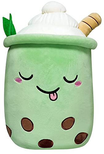 Voarge Plush Boba Plush Cute Pearl Milk Tea Doll Plush Toy Stuffed Food Pillow Funny Doll Pearl Milk Tea Cup Pillow Cushion Kids Toys, 9.8inch, Green