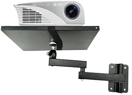 PEVSCO Projector Stand, Adjustable Stand Universal Projector Wall Mount Bracket Full Motion 360 Rotate Tilt 8kg with Plate Flexible Arm Foldable Outdoor Foldable Stand for Stage Studio