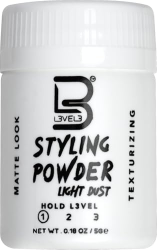 L3 Level 3 Reise-Styling-Puder, klein, 5,1 g für Reisen, natürliches Aussehen, Herrenpuder – Proben-Styling-Puder (Light Hold-Single)