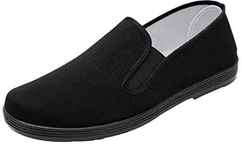 YunPeng Kung Fu Schuhe Unisex Tai Chi Kampfkunst Karate Slip-on Chinesische traditionelle alte Peking Schuhe für Männer Frauen Gummisohle, Schwarz , 37 1/3 EU