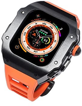 VEVEL Per Apple Watch Ultra 49MM Lega di Titanio RM Mod Caso Con Fluoro elastico Kit di Modifica Set Bracciali e Lunetta In Metallo Per iWatch Ultra, For 49mm, agata