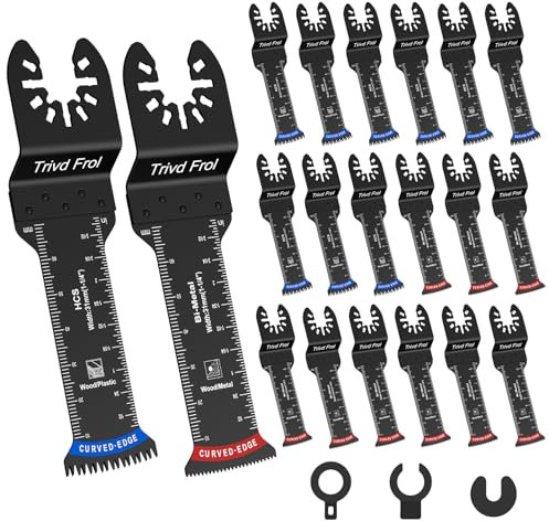 Trivd Frol 20PCS Extra Long Bi-Metal Wavy Oscillating Saw Blades, Curved Edge, Universal Compatibility, Fit Dewalt, Milwaukee, Bosch 70MM