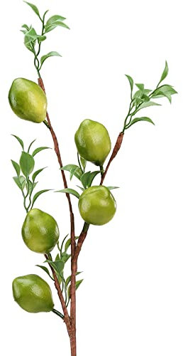 ZHDOKA 22in Artificial Lemon Tree Branch,Fake Foam Lemon Stem with Green Leaves for Vase, Lifelike Lemon Plant Faux Fruit Floral Pick for Home Kitchen Farmhouse Table Centerpiece (Green)