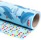 Holijolly Reversible Geschenkpapier - Mini Rolle - 43.2CM×10M - Blaue Wale mit Geburtstag Hüte Design, perfekt für Geburtstag, Baby-Dusche, Party, Urlaub