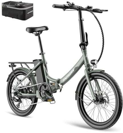 Fafrees Electric Bike, 603 WATTHOURS Folding Electric Bikes, 36V 16.75Ah Removable Battery Pedal Assist up to 90KM, 250W Ebike for Adults, City Commute 7 Speed Shifter, F20 LIGHT UPGRADE 2024 Green