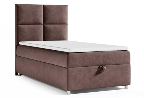 Best For Home Trinity K2 Boxspringbett Single Bonellfederkern | Boxspringbett mit Matratze und Topper | Boxspringbett 100x200 mit Bettkasten| Einzelbett | Polsterbett - Lieferung an die Bordsteinkante