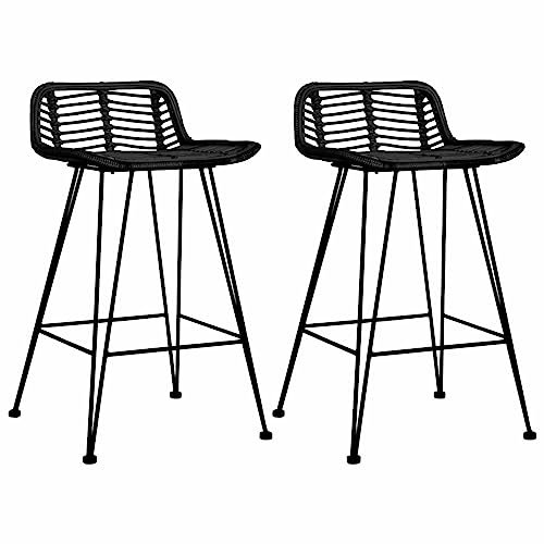 GuyAna Barhocker 2 STK. Schwarz Rattan EssstüHle Bar Drehhocker HöHenverstellbar