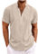 Linen Shirt for Men UK Short Sleeve Henley Shirt Classic Solid Cotton Linen Button Up Blouses Summer Loose Casual Cotton Linen Pullover Tops Comforty Breathable Office Business Tees