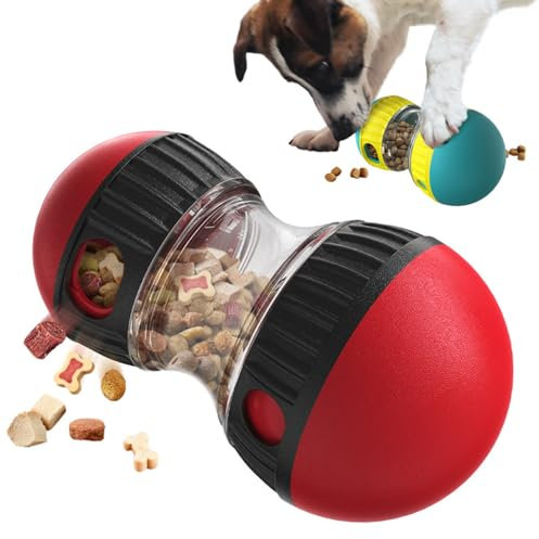 XIUWOUG Hundespielzeug Intelligenz, Interaktives Hundespielzeug Unzerstörbares, Verstellbare Futterausgabe, Langsames Füttern für Große/Mittlere/Kleine Aggressive Kauerrassen,Rot