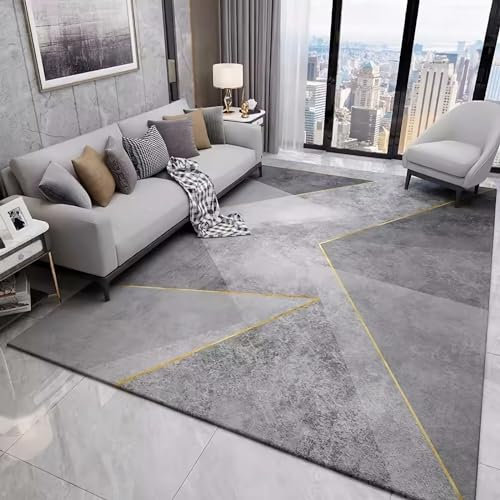 Teppich tepiche für Wohnzimmer modern tepiche für kinderzimmer grau gelb modern Tinte Geometrisches Dreiecksmuster babyzimmer deko mädchen 180x280cm