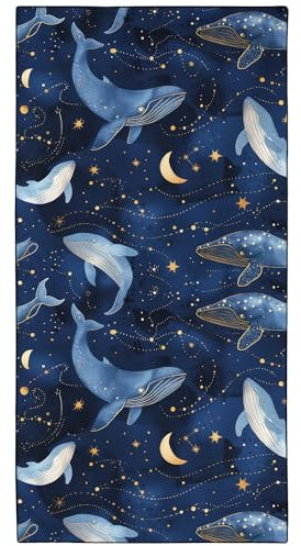 YISUMEI Mikrofaser Strandtuch XXL, Strandhandtuch Leicht Badehandtuch Schnelltrocknend, Mondsterne Wale, 180 x 90 cm