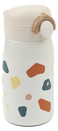 Fabelab Cantimplora para niños de 320 ml | Botellas infantiles en diseño de terrazo | Botella de acero inoxidable sin BPA | Botella escolar a prueba de fugas | Botella de agua para niños