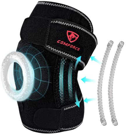 COMFORCE Kniebandage für Männer Damen,Verstellbare Kniebandage mit Patella-Gelkissen & Seitenstabilisatoren. Zur Kompressionsunterstützung bei Knieschmerzen, Verletzungs- und Post-OP-Reha