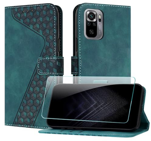 JayModCase Funda para Xiaomi Redmi Note 10 4G / Redmi Note 10S, PU Piel Flip Carcasa con [Redmi Note 10S Protector de Pantalla] Cierre magnético Soporte Plegable Tarjetas y Cartera (Verde)