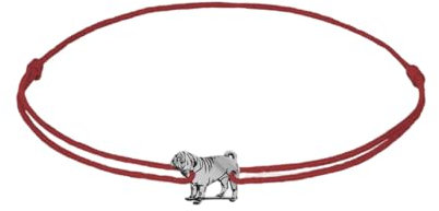 ZILIA Jewelry Mops-Armband – elegantes Geschenk für Tierliebhaber, perfekt für Liebhaber von Armbändern mit Hundemotiv, stilvoll und bequem, ideal für den Alltag und besondere Anlässe (Burgundy, 19cm)