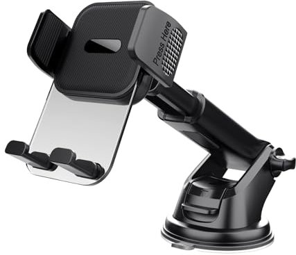 ICOVERI Soporte Movil Coche Universal [Potente Ventosa], Soporte Coche con Ventosa, Brazo Ajustable Giro 360º, para Parabrisas/Salpicadero/Ventilación de Aire, Suporte Telemovel Teléfonos de 4-7