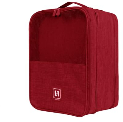 Borsa per Scarpe da Viaggio, Borsa per scarpe portatile, Borse per scarpe da viaggio, borsa per scarpe a 2 strati Borsa per scarpe da viaggio impermeabile, borsa trolley da viaggio (Rosso)