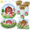 Heboland Farm Birthday Party Supplies Tableware Set for 25 Guests, Farm Birthday Decorations 100Pcs Barnyard Party Plates Cups and Napkins for Baby Shower Kids Decorations Supplies