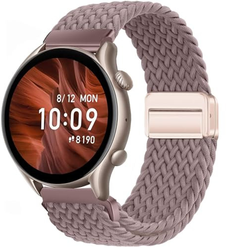Issinlky Geflochtenes Nylonband für Amazfit GTR 47mm/2/2e/3/3 Pro/4/4 Pro/Stratos 3/2, 22mm Elastisches Armband für Xiaomi Watch S1/Mi/S1 Active/S3/2