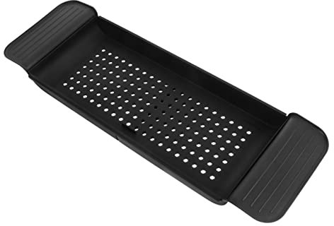 Cabilock Teleskop-badewannenregal Wannen-tablet-ablage Badewannenhalter Badewannenablage Verlängerungs-badewannenwanne Badewannen-serviertablett Aus Kunststoff Black Kieselgel