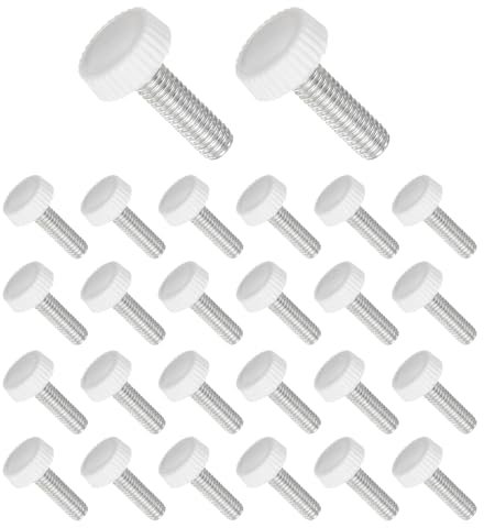 CoCud Boutons Moletés Vis Pouce, Filetage Mâle M6 x 20mm, Tête Ronde Blanche Poignée Serrage Filetage, (Applications: pour Machines Tours), 30 Pièces