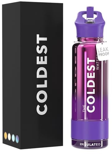 Coldest Insulated Water Bottle with Straw Lid - Stainless Steel Metal Insulated Bottle for Men & Women (Purple Nova, 40 oz)