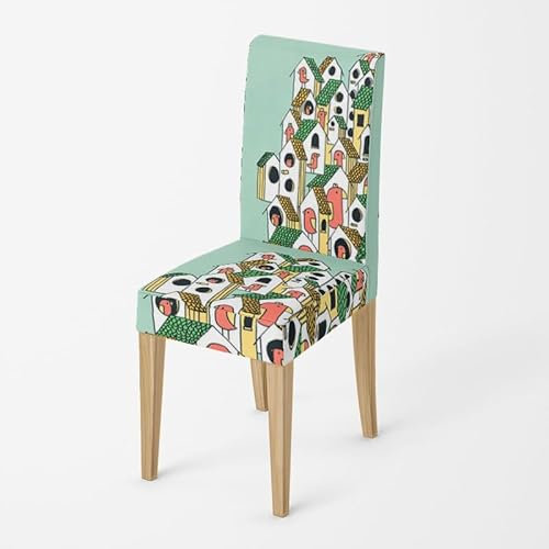 Stuhlhussen Gelb Mintgrün Stuhlhussen Schwingstühle Stretch Weiche Elasthan Hussen für Stühle Waschbar Stuhlbezug Abnehmbare Stuhlhussen 2er Set Langlebig Stuhlhusse Universal Stuhlbezüge