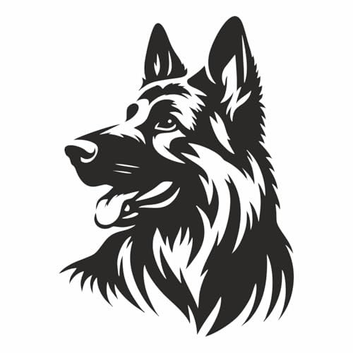 AMA SHOP Aufkleber für Motorradhelm, Motiv: Deutscher Schäferhund, Modell 2, schwarz, geeignet für Helm, Auto und Motorrad