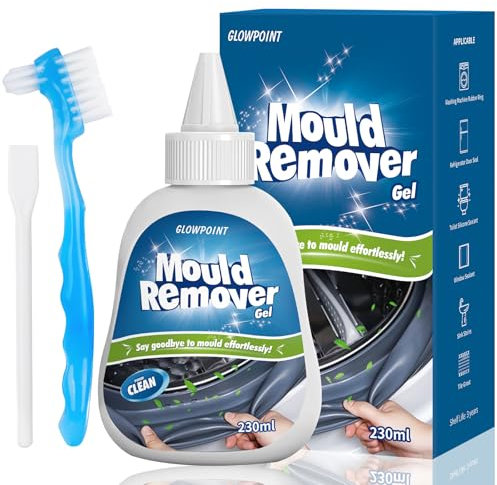 GLOWPOINT Mould Remover Gel, Large Capacity 230ML Black Mildew Remover with Brush, Household Mould Cleaner for Washing Machine, Bathroom, Kitchen Sink, Tile & Grout