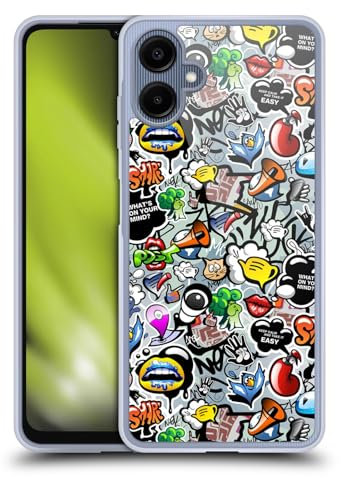 Head Case Designs Offizielle Mark Ashkenazi Soziale Medien Graffiti Gel Handyhülle Hülle [Militärischer Schutzgrad] Kompatibel mit Samsung Galaxy A06 4G