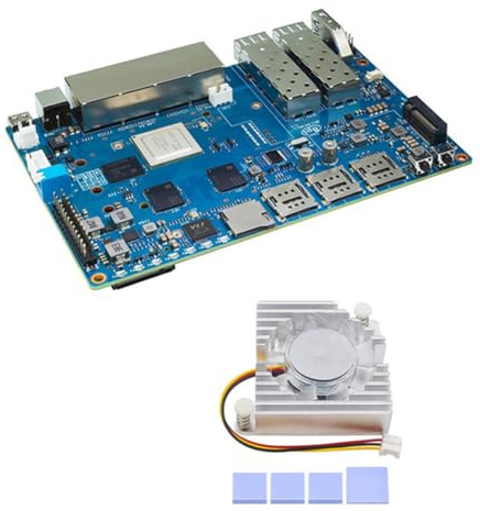 Qerwsdty For Banana Pi -R4 Router Development Board 4GB RAM MT7988A High-Performance Open-Source Router Board with Heat Sink
