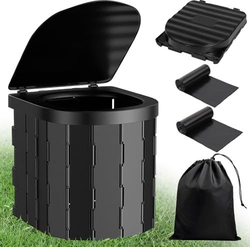 ITMNMNL WC Portatile,Water Portatile Adulti,Toilette Portatile Campeggio Pieghevole,WC Portatile Adulti Max 150 KG,WC Campeggio,Gabinetto Portatile Adulti per Campeggio,Auto,Viaggi (33×28×30cm) Nero