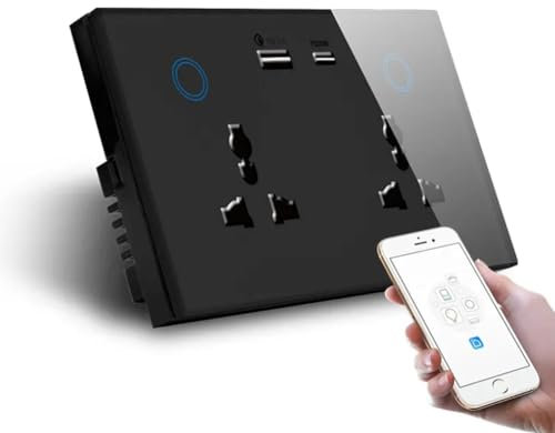 Wifi Double Socket with PD Support Quick Charge USB with Type C (Black)