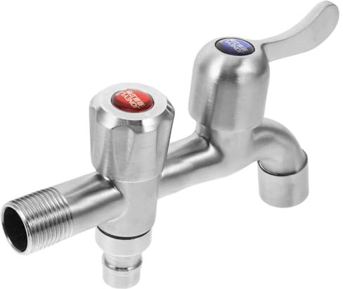 VANZACK Grifo De Cocina Con Doble Salida Adaptador Para Lavadora Grifo Cepillado Resistente Al Frío Para Exteriores