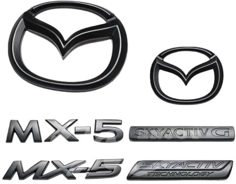 LFWCZS vorne hinten Ersatz Emblem Kit für Mazda MX-5 ND 2023 2024 2025,Schwarz Kühlergrill Kofferraum Plakette Zeichen Badge Aufkleber Logo 3D Metall Kfz Dekor Tuning Zubehör,just SKACTIVG