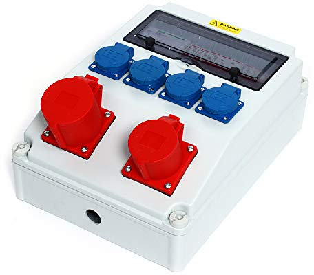 Prises murales - Répartiteur de courant - Répartiteur mural - Répartiteur de construction pré-câblé - Utilisation pour l'électricité intérieure et extérieure - 6 A 32 A 380 V 220 V