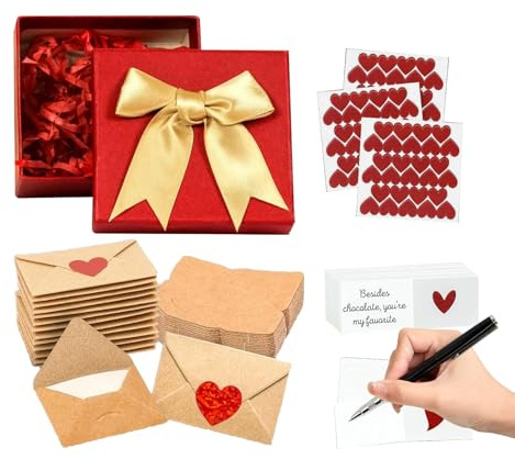 60 Stück Diy Love Note Box, Mini Valentinstags Karten Set Mit Umschlag, Blanko-Grußkarte Und Herzaufklebern, Romantisches Liebesbriefe Für Freunde Und Freundinnen