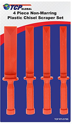 TCP Global 4 Piece Non-Marring Plastic Chisel Scraper Set - 3/4, 7/8, 1, 1-1/2 Wide, Length 11
