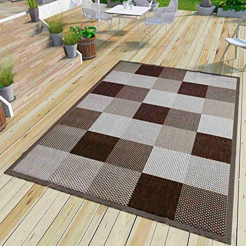 VIMODA Robuster Flachgewebe Teppich In- und Outdoor Tauglich, Maße:120x170 cm