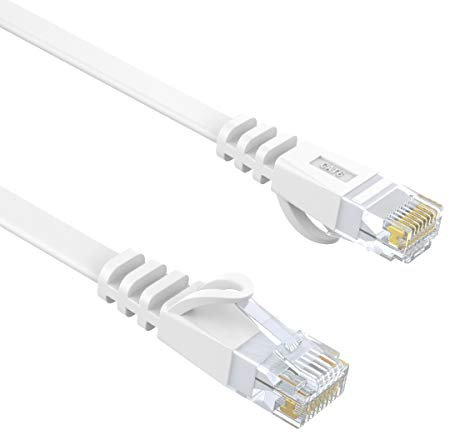 Ethernet Cable Cat6 RJ45 1M Gigabit Lan Network Cable Snagless Patch Internet Cable Flat White Cord 250MHz Computer Cable High Speed 3ft