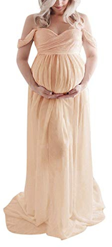 Robe Grossesse Shooting Photo DAY8 Robe Longue Sexy Bustier l'Été Femme Enceinte Pas Cher Robe de Soirée Mariage Grossesse Femme Élégant Robe Décontractée Maternité Vêtements Grossesse (M, Orange)