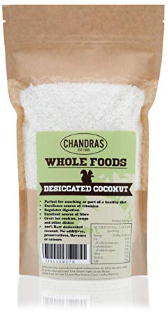 Chandra Whole Foods – Desiccated Coconut 1KG - Low-GI Desiccated Coconut for Snack Making, Smoothies, Baking & Cooking - Gluten-Free Keto Grounded Coconut, Rich in Protein & Vitamins