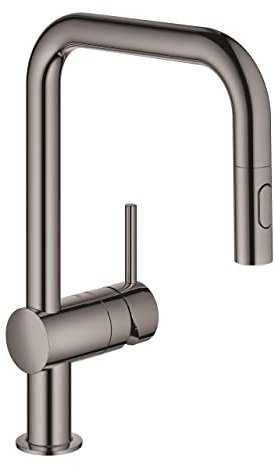 GROHE Mitigeur d'évier Minta, DN 15, 32322, Bec en U, Double Jet de rinçage, Coloris: Graphite Dur - 32322A02