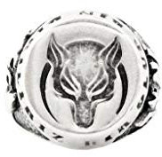 Gök-Türk Ring für Herren Unisex 'Wolf' Bozkurt 3 Hilal Ertugrul Alttürkisch Türk - Verstellbare Größe